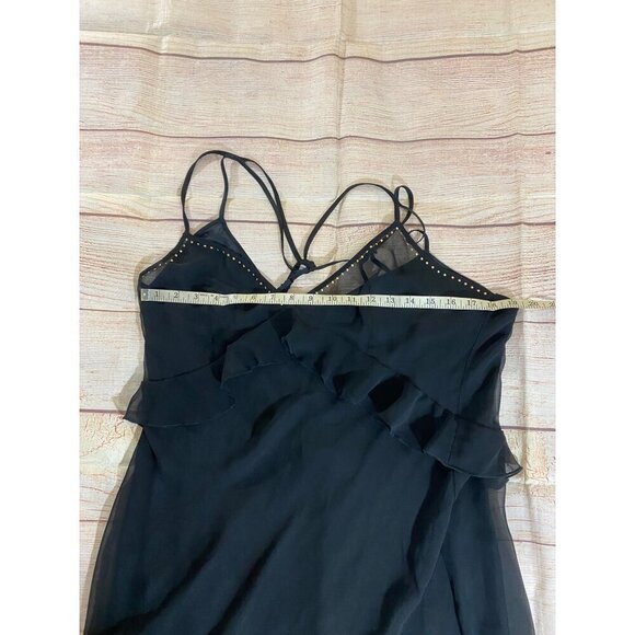 Victoria Secret Women's Black Chiffon Ruffle Slip Dress W/Attached Slip - XL - Picture 7 of 12